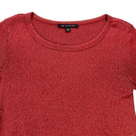 Zac & Rachel Sweater Womens Size Small Red Knit Floral Layered Tunic Sweater - Picture 2 of 15